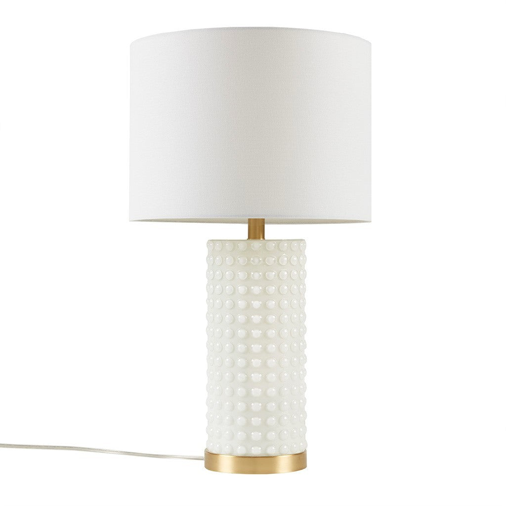 Textured Dot Table Lamp White Gold Polyester