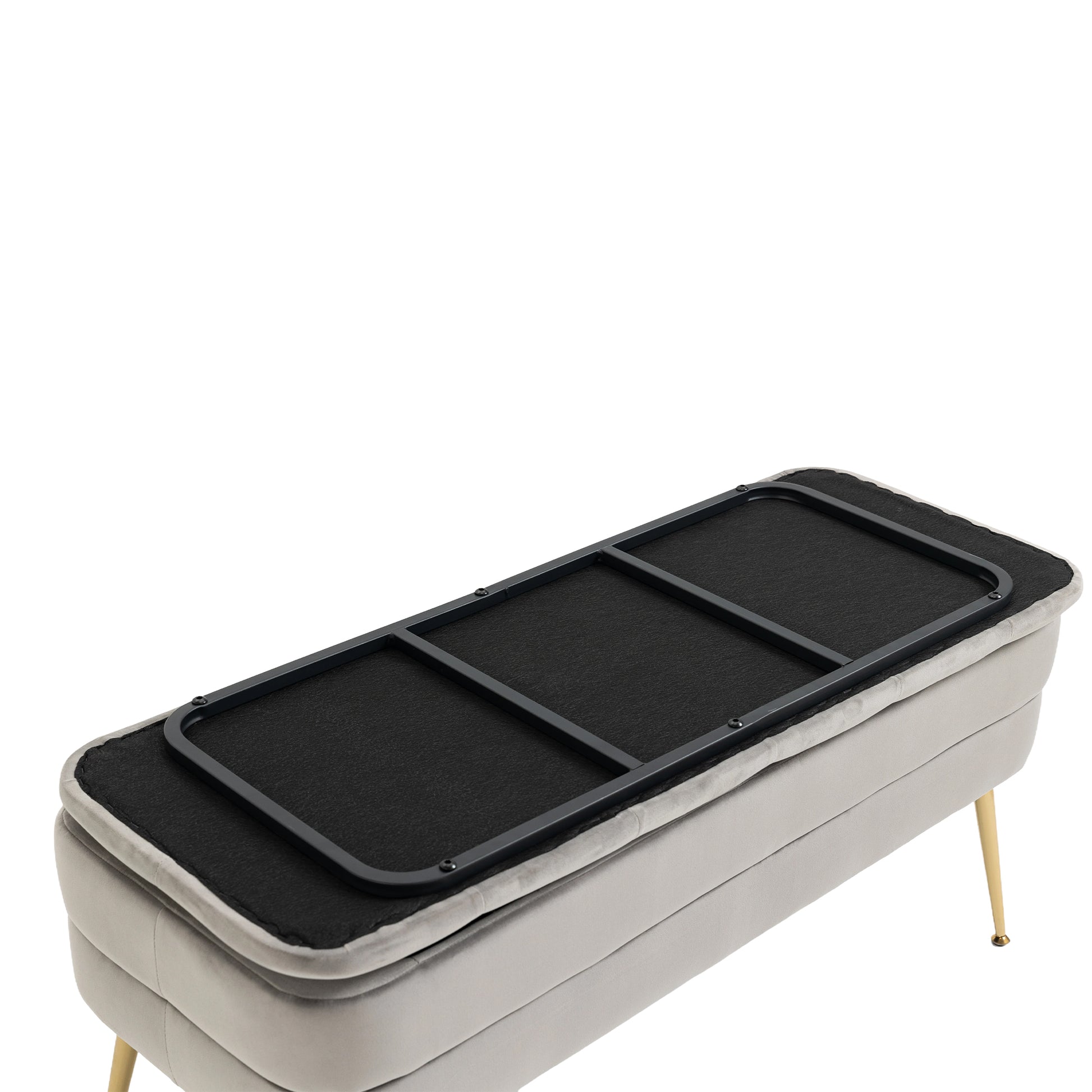 Coolmore Storage Ottoman, Bedroom End Bench,Upholstered Fabric Storage Ottoman With Safety Hinge, Entryway Padded Footstool, Ottoman Bench For Living Room & Bedroom Gray Velvet