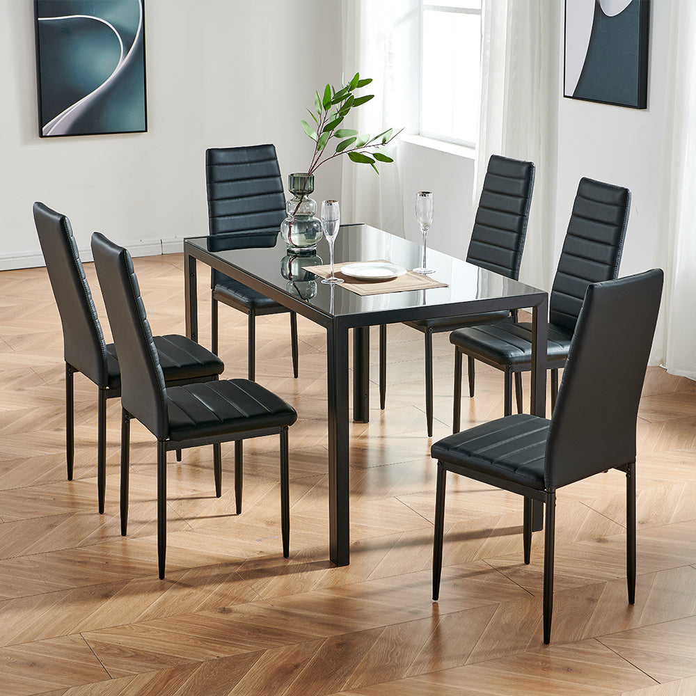Modern Faux Leather High Back Padded Seat Dining