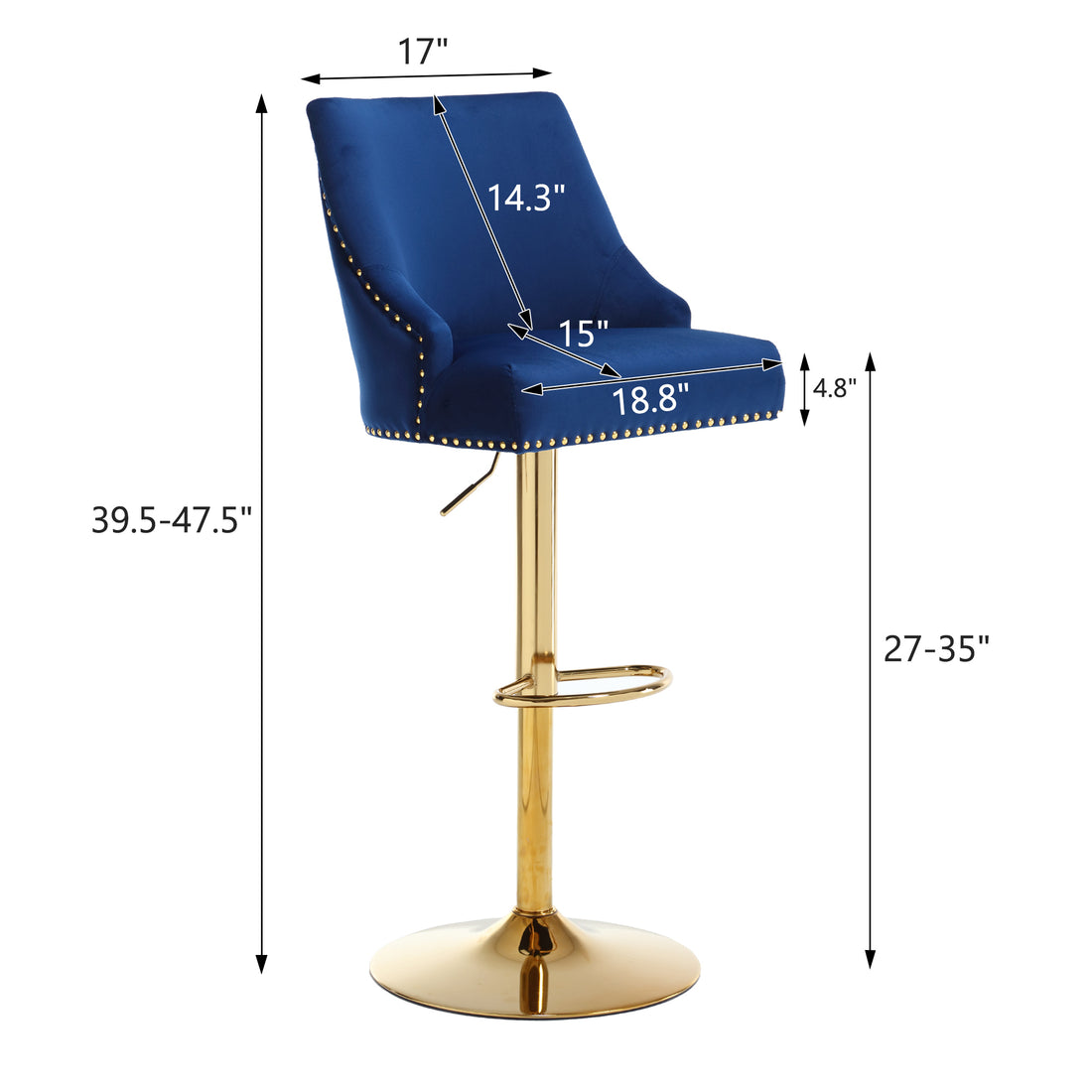 Hengming Golden Rivet Bar Chair With Pull Ring,