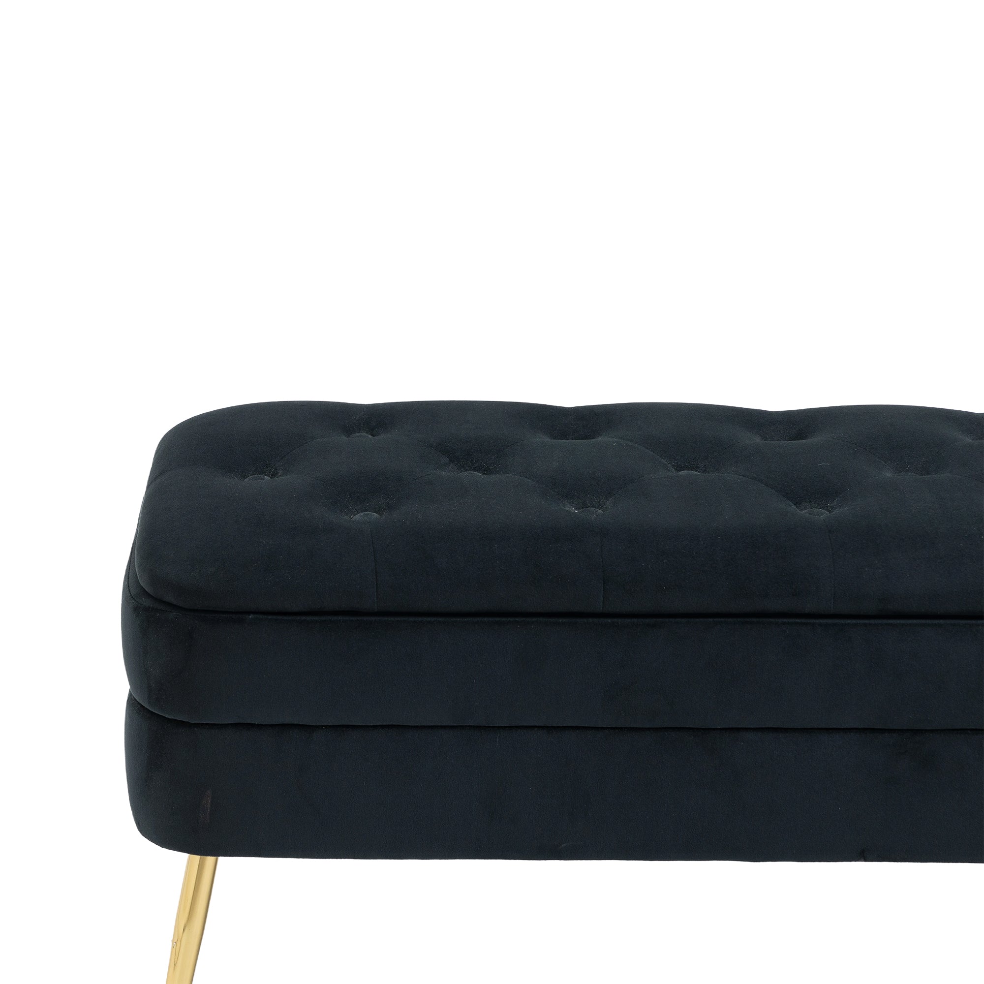 COOLMORE Storage Ottoman,Bedroom End Bench,Upholstered black-velvet