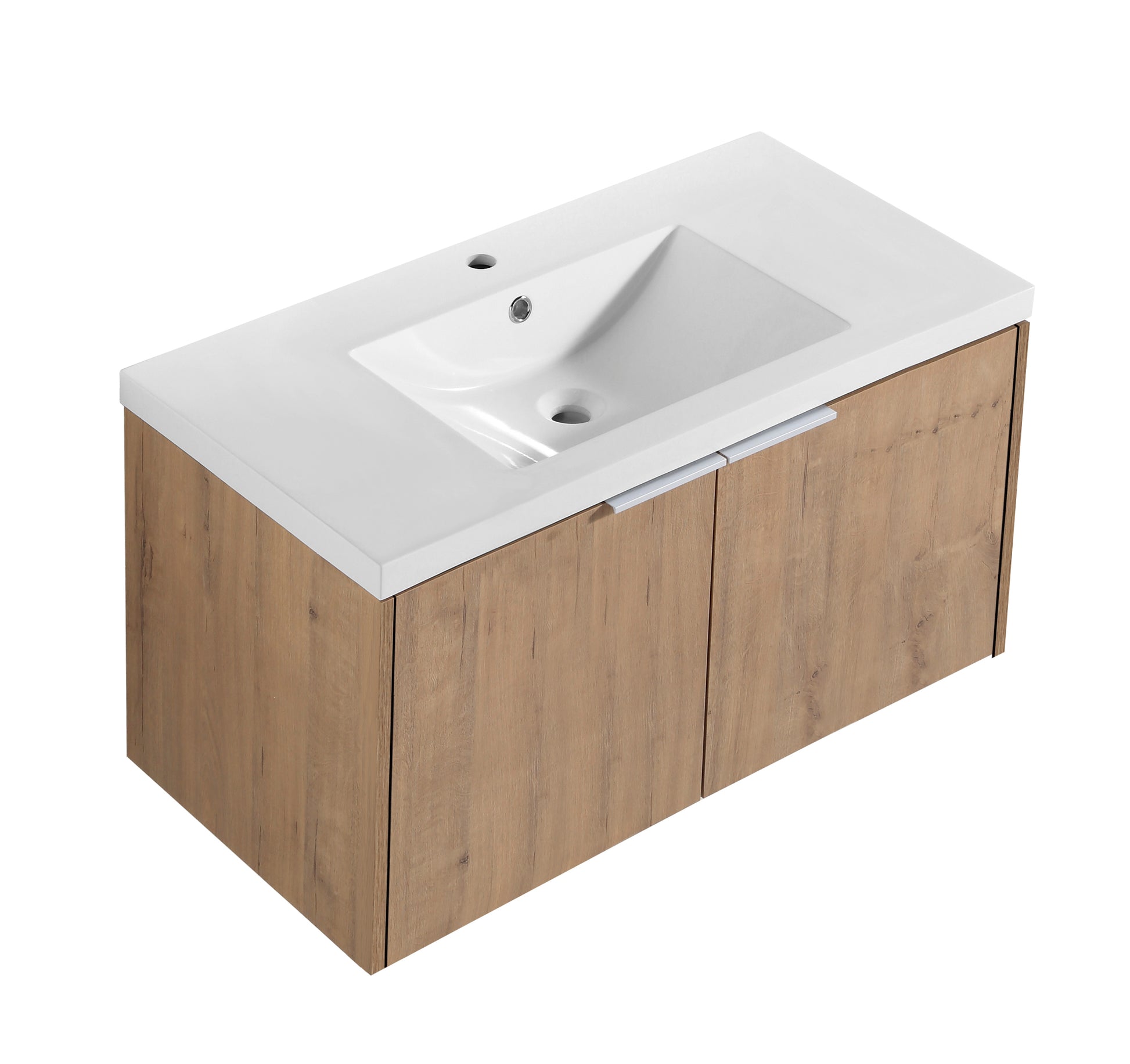 Modern Design 36 Inch Float Mounting Bathroom Vanity With Sink Soft Close Door,2 Doors 00636 Imo Kd Packing Imitative Oak 2 1 Bathroom Wall Mounted Modern Plywood Plywood