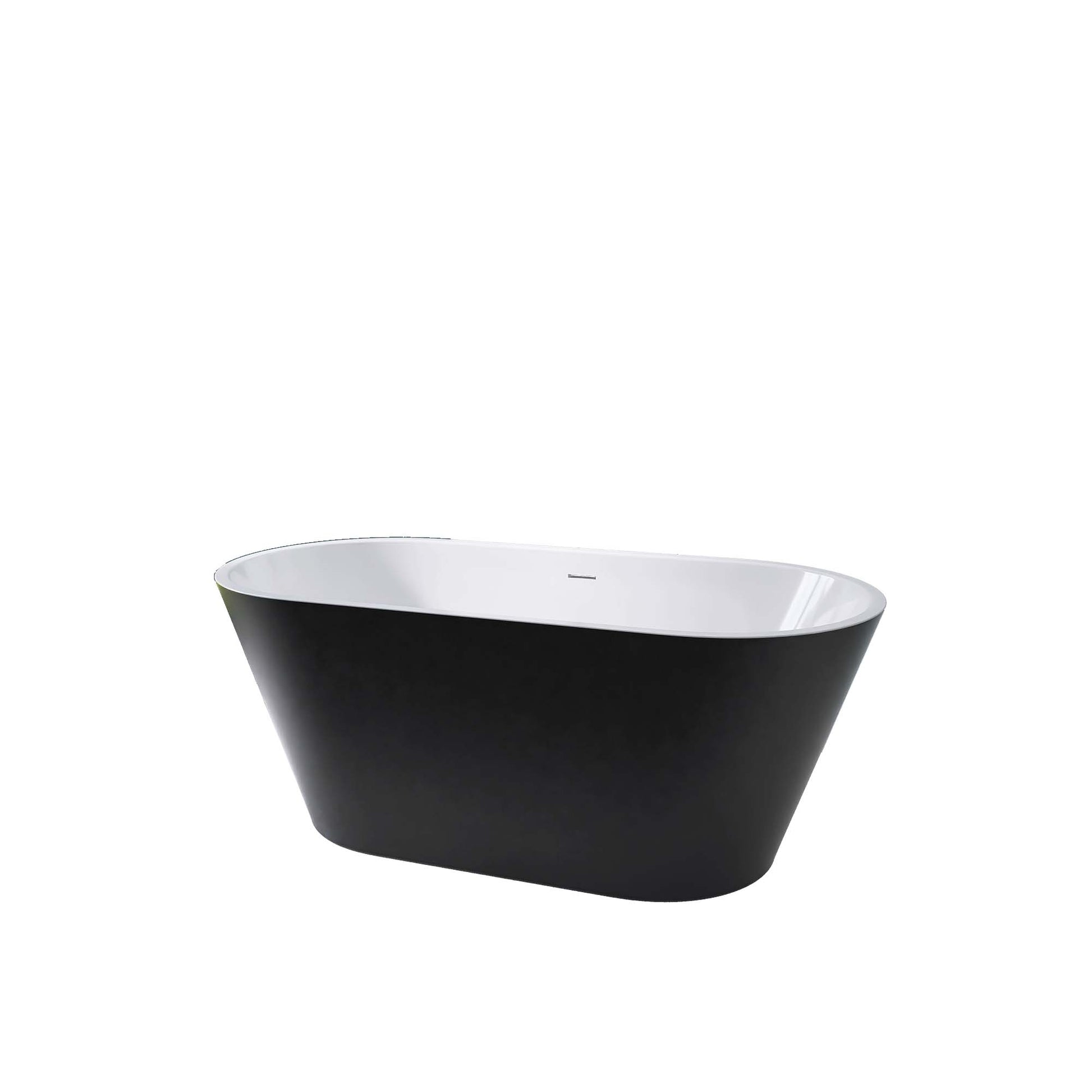 67" Acrylic Freestanding Bathtub, Matte Black Modern Stand Alone Soaking Bathtub, Brushed Nickel Drain And Minimalist Linear Design Overflow Included Easy To Install Matte Black Oval Bathroom Freestanding Tubs Matte 59 61 In American