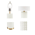 Textured Dot Table Lamp White Gold Polyester