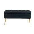 Coolmore Storage Ottoman,Bedroom End Bench,Upholstered Fabric Storage Ottoman With Safety Hinge, Entryway Padded Footstool, Ottoman Bench For Living Room & Bedroom Black Velvet