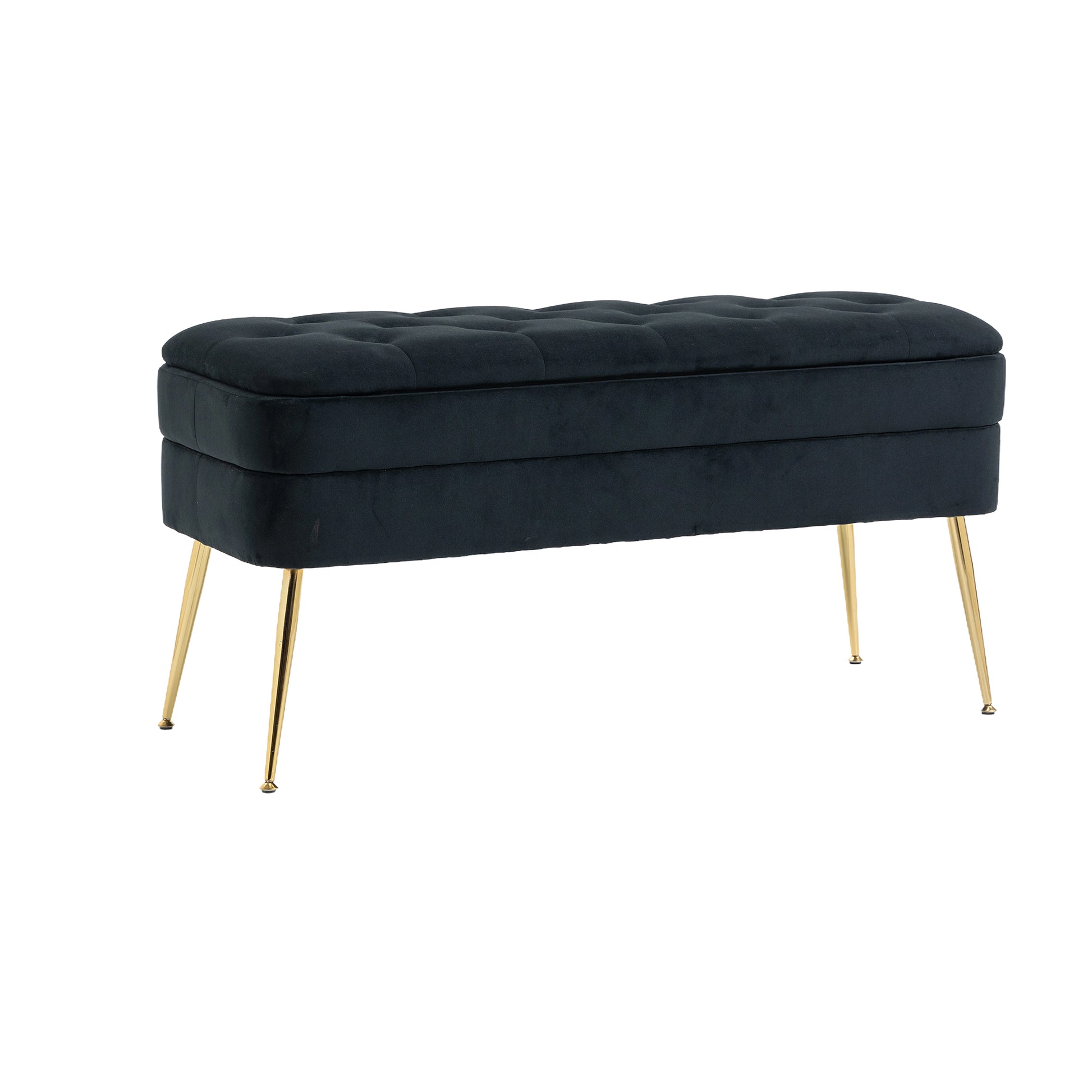 Coolmore Storage Ottoman,Bedroom End Bench,Upholstered Fabric Storage Ottoman With Safety Hinge, Entryway Padded Footstool, Ottoman Bench For Living Room & Bedroom Black Velvet