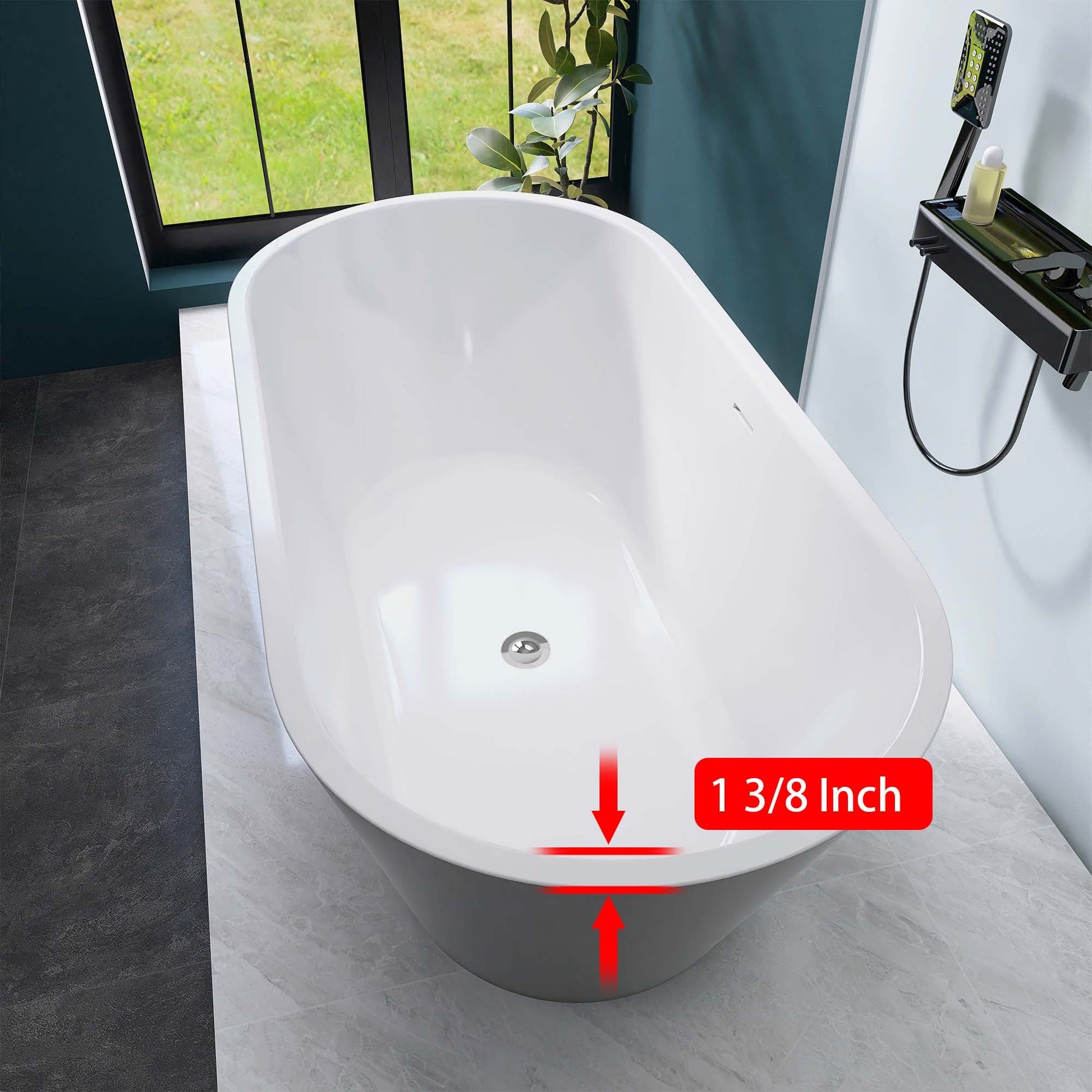 59" Acrylic Freestanding Bathtub, Matte Black Modern matte black-oval-bathroom-freestanding