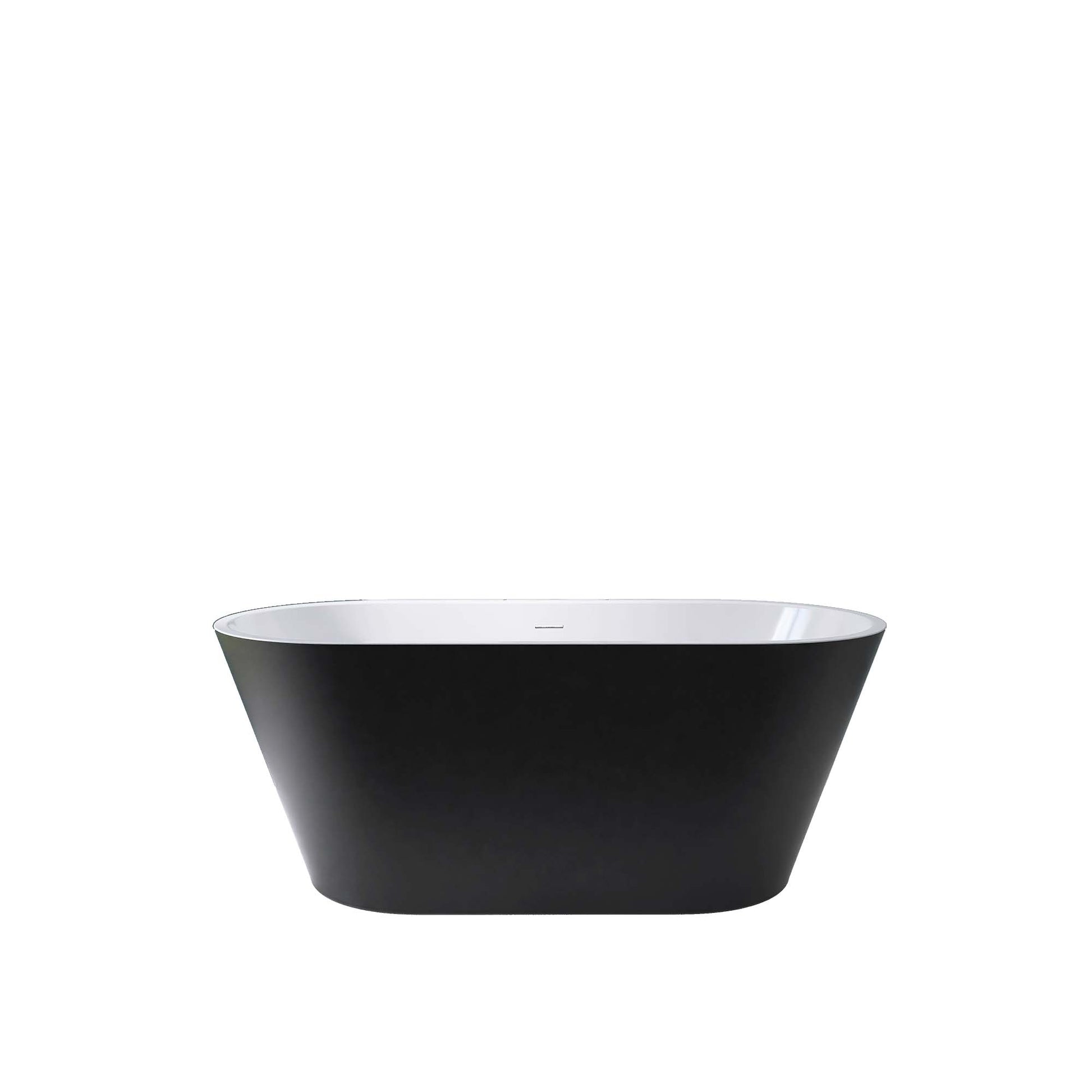 67" Acrylic Freestanding Bathtub, Matte Black Modern Stand Alone Soaking Bathtub, Brushed Nickel Drain And Minimalist Linear Design Overflow Included Easy To Install Matte Black Oval Bathroom Freestanding Tubs Matte 59 61 In American