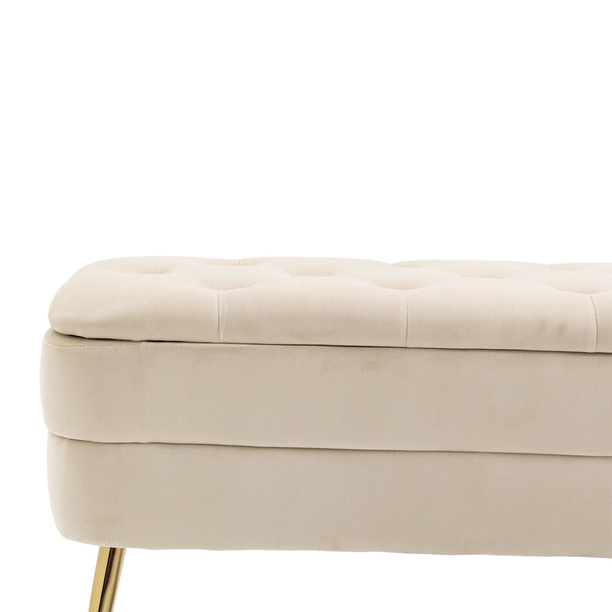 COOLMORE Storage Ottoman,Bedroom End Bench,Upholstered beige-velvet