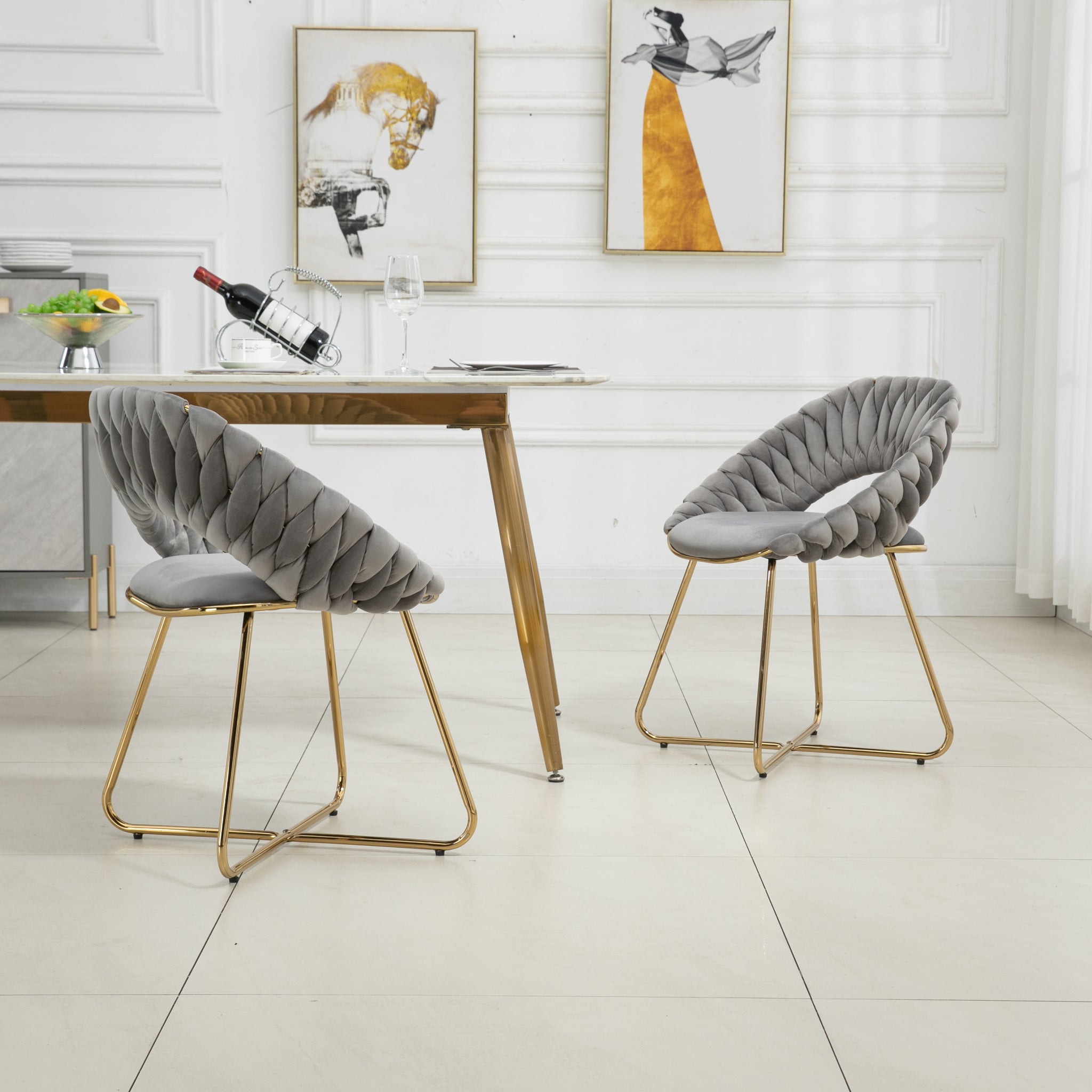 COOLMORE Accent Chairs Set of 2, Velvet Side Chairs gray-velvet