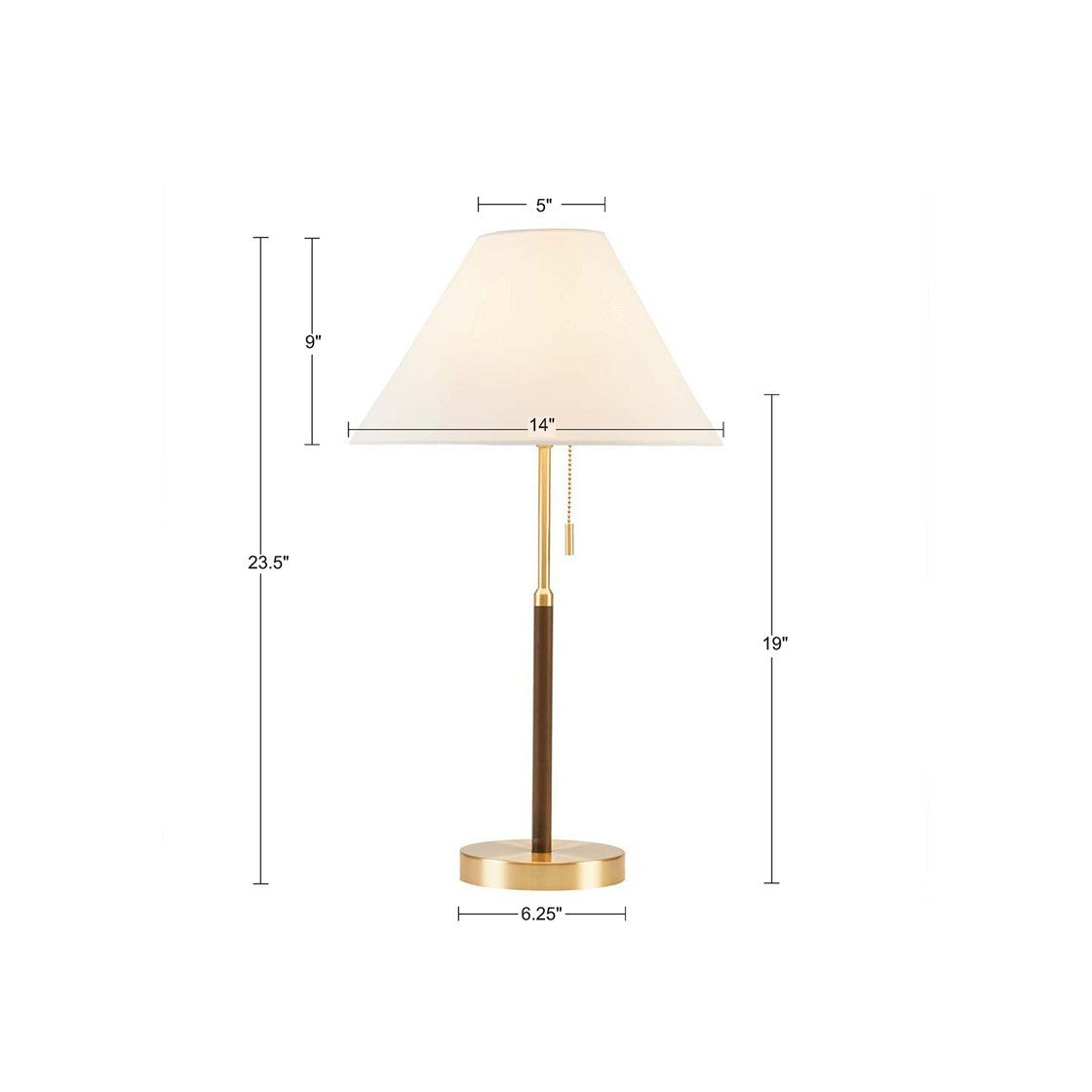 Two Tone Pull Chain Table Lamp White Iron