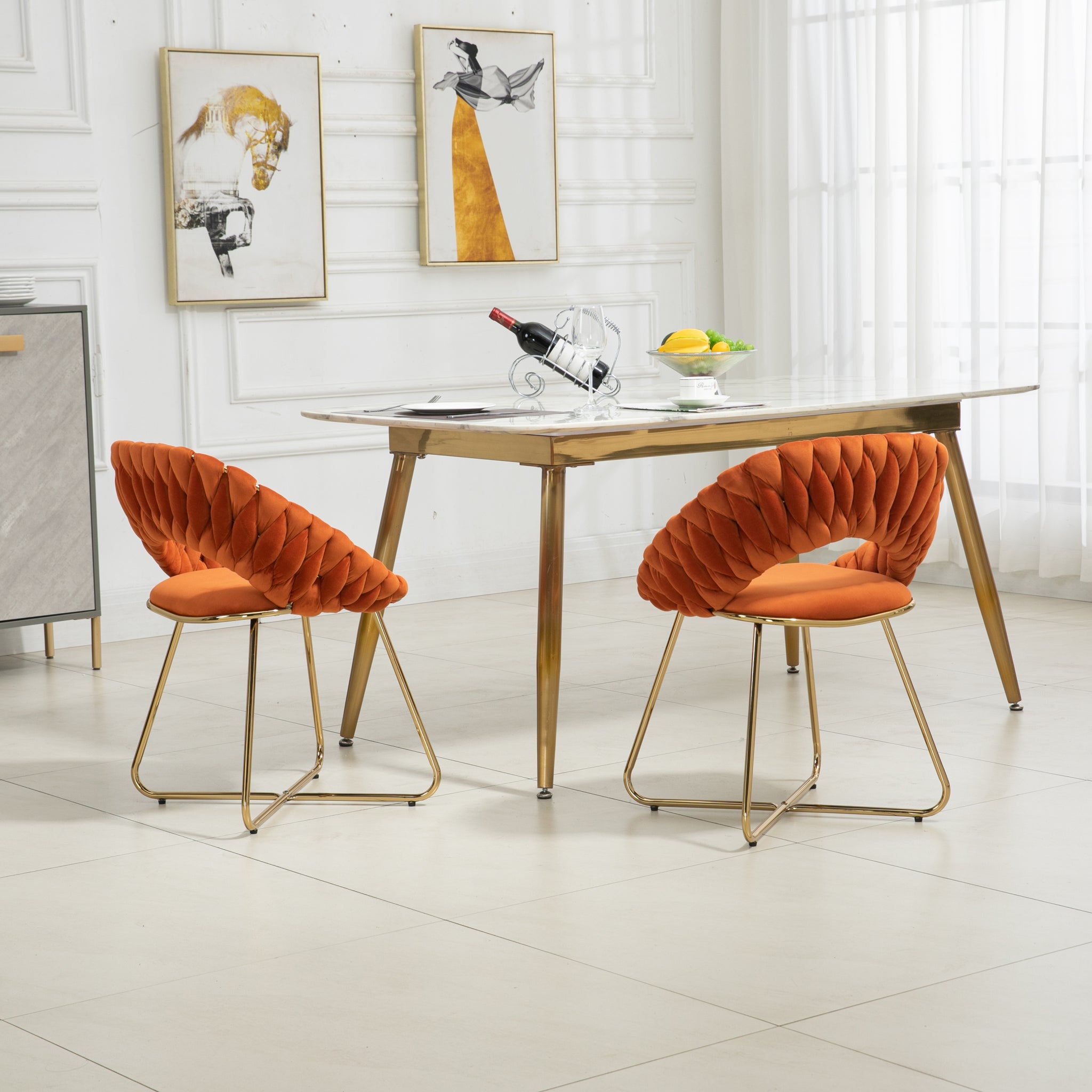 COOLMORE Accent Chairs Set of 2, Velvet Side Chairs orange-velvet