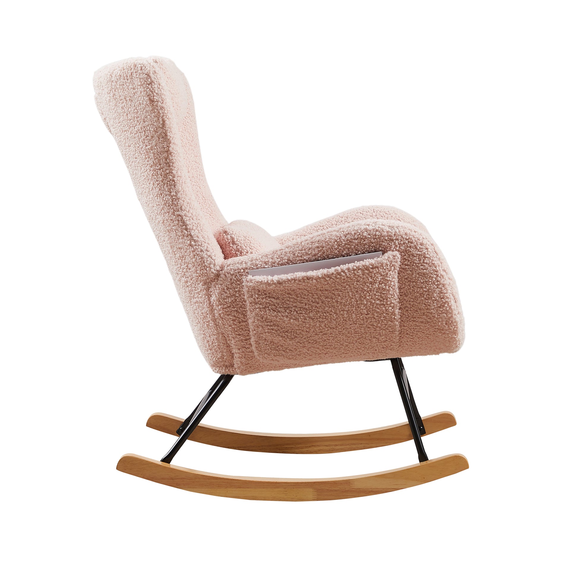 Pink Rocking Chiar Rocking Chair Nursery, Modern Rocking Chair With High Backrest Pink Po