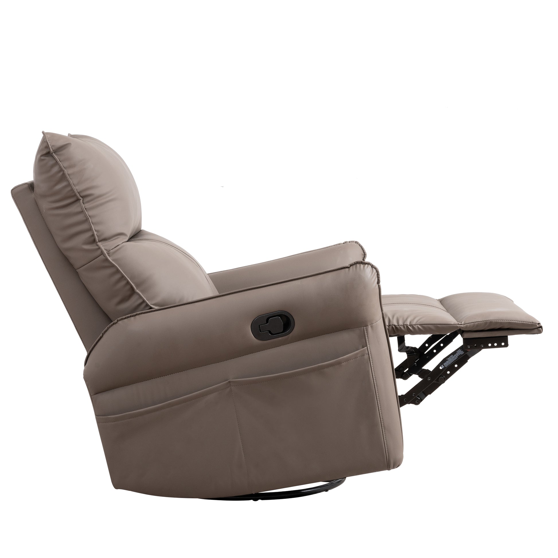 Rocking Recliner Chair,360 Degree Swivel Nursery Rocking Chair,Glider Chair,Modern Small Rocking Swivel Recliner Chair For Bedroom,Living Room Chair Home Theater Seat,Side Pocket Brown Solid Brown