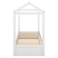 House Bed With Trundle, Can Be Decorated,White Old Sku:Sm000103Aak White Pine