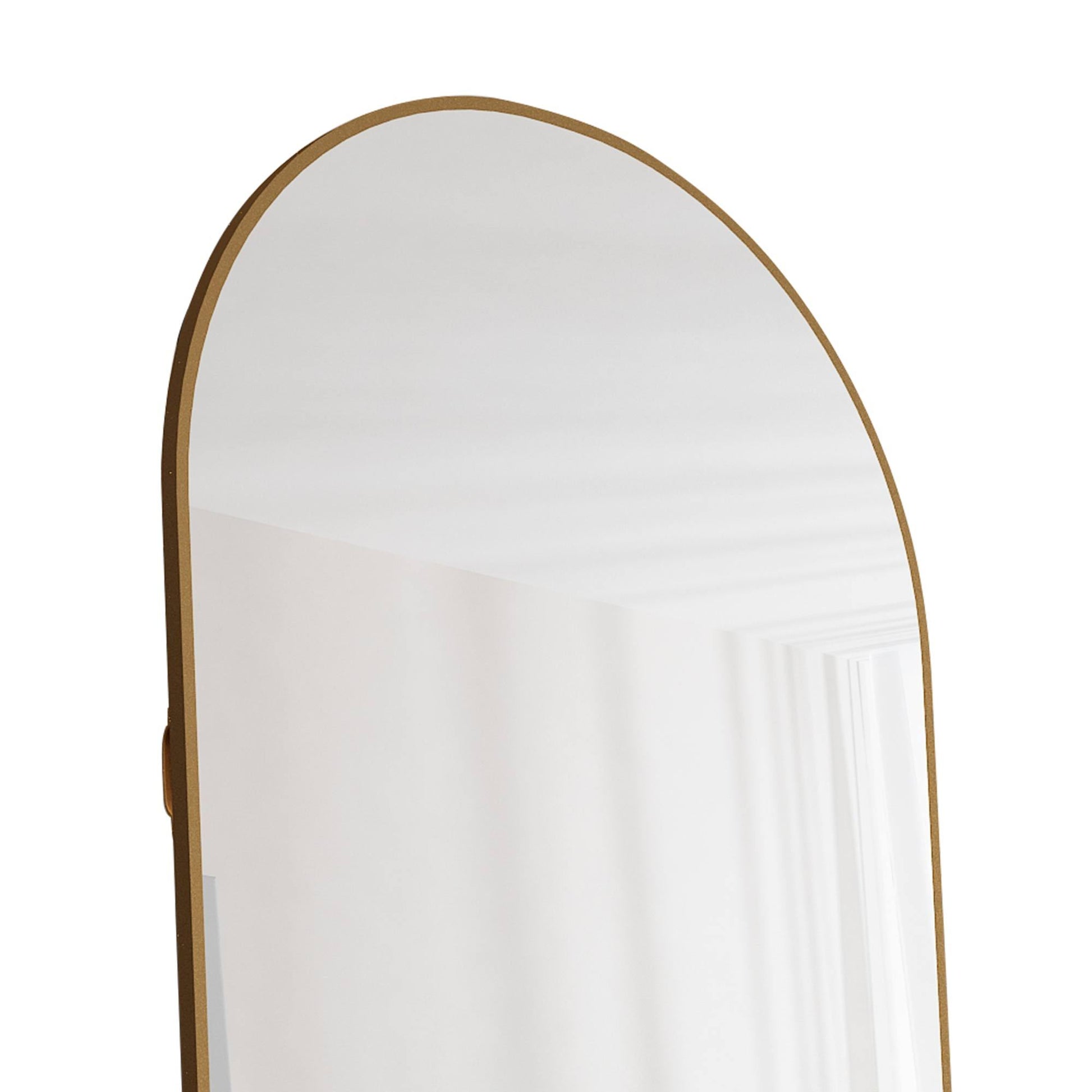 The 3Rd Generation Aluminum Alloy Metal Frame Arched Floor Mounted Wall Mirror, Upgraded In Quality, Bathroom Makeup Mirror, Bedroom Entrance, Clothing Store, Gold 65 "* 23 "W1151121956 Golden Glass