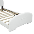 Twin Size Upholstered Platform Bed With Bear Shaped Headboard And Footboard,White Brown White Pu