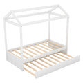 House Bed With Trundle, Can Be Decorated,White Old Sku:Sm000103Aak White Pine