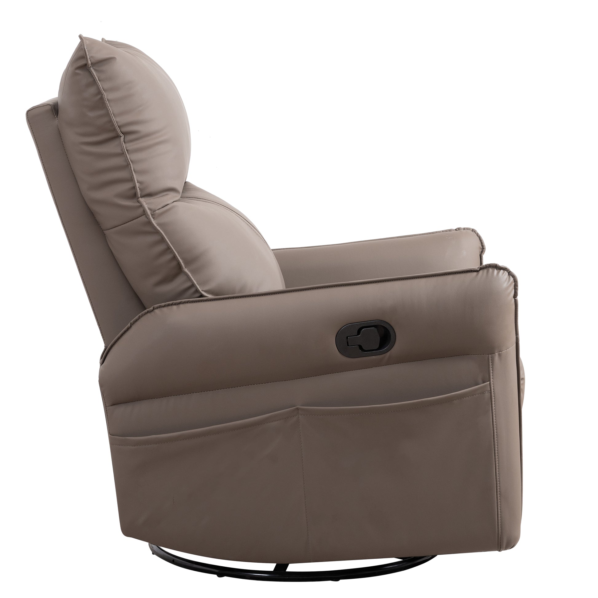 Rocking Recliner Chair,360 Degree Swivel Nursery Rocking Chair,Glider Chair,Modern Small Rocking Swivel Recliner Chair For Bedroom,Living Room Chair Home Theater Seat,Side Pocket Brown Solid Brown
