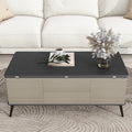 5 Pieces Lift Top Coffee Table Set With Storage Convertible Dining Table With Ottomans Dark Gray Fabric Mdf