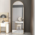 The 3Rd Generation Aluminum Alloy Metal Frame Arched Floor Mounted Wall Mirror, Upgraded In Quality, Bathroom Makeup Mirror, Bedroom Entrance, Clothing Store, Gold 65 