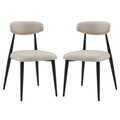 Modern Dining Chairs Set Of 2, Curved Backrest Round Upholstered And Metal Frame, Light Grey Light Grey Foam Metal