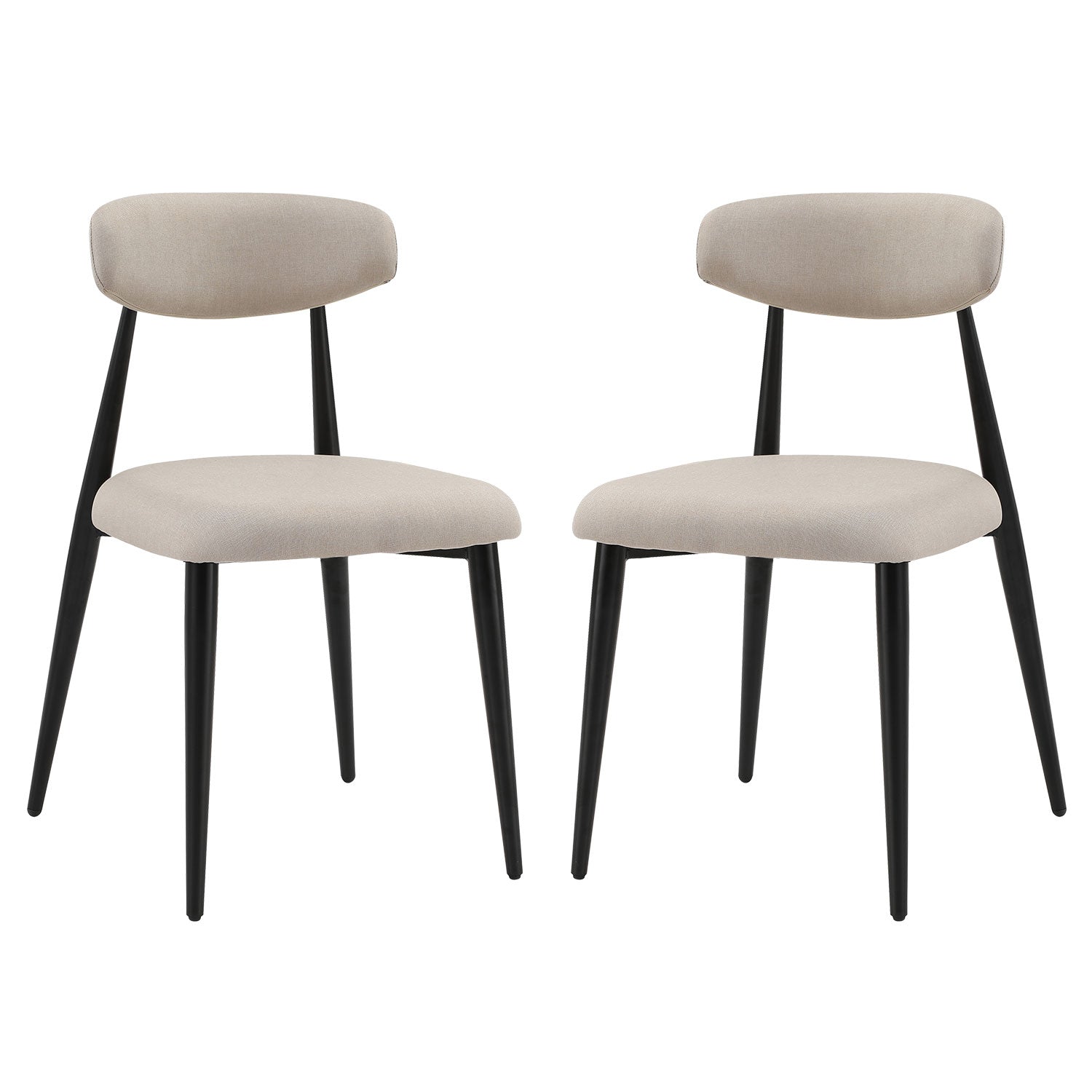 Modern Dining Chairs Set Of 2, Curved Backrest Round Upholstered And Metal Frame, Light Grey Light Grey Foam Metal