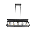 Same As W1340P206629 L001001 L800 P5B 5 Light Farmhouse Chandeliers For Dining Room, Metal Rustic Pendant Island Light Fixture, Modern Rectangular Island Lights No Bulbs Black Ceiling Lights Farmhouse Living Room Iron