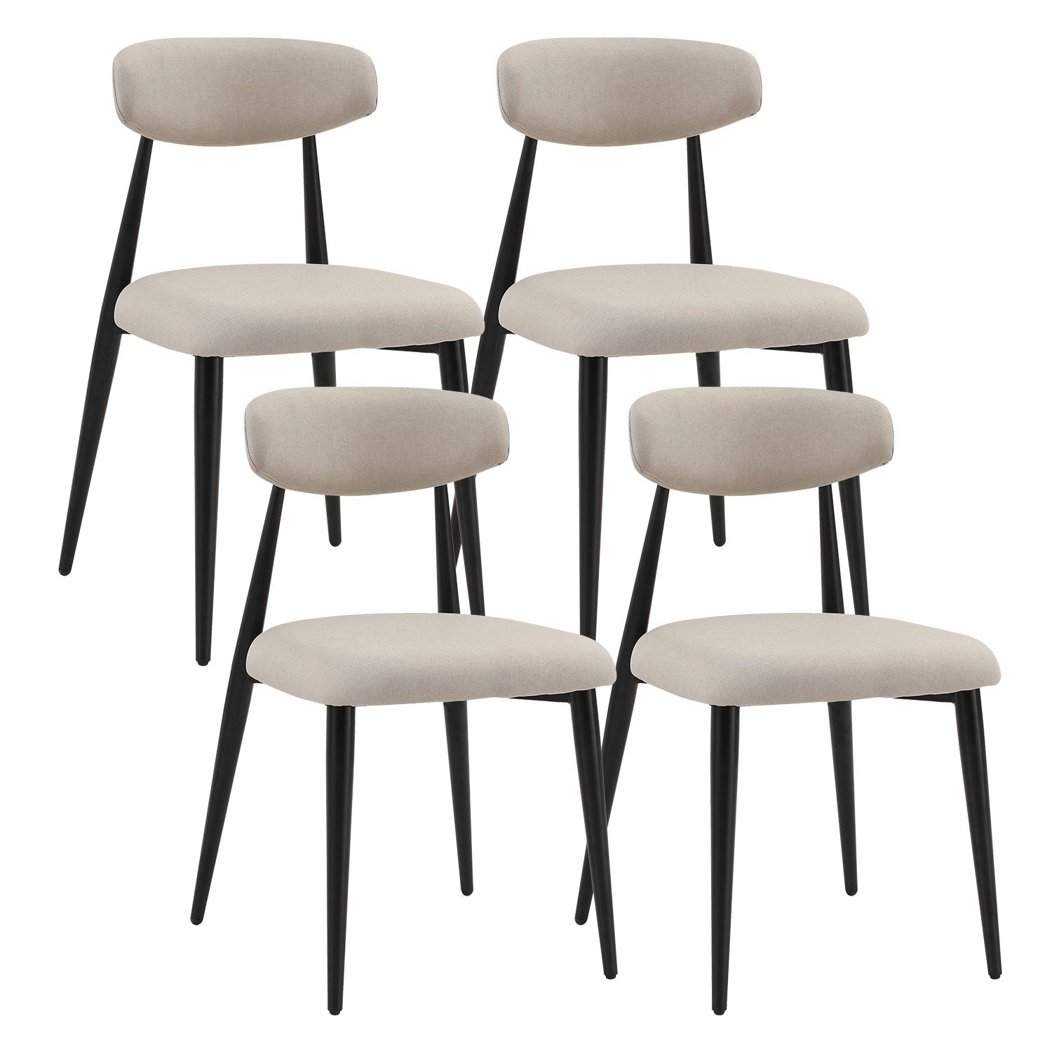 Dining Chairs Set Of 4, Upholstered Chairs With Metal Legs For Kitchen Dining Room Light Grey Light Grey Foam Metal