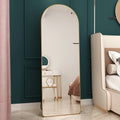 The 3Rd Generation Aluminum Alloy Metal Frame Arched Floor Mounted Wall Mirror, Upgraded In Quality, Bathroom Makeup Mirror, Bedroom Entrance, Clothing Store, Gold 65 