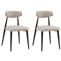 Modern Dining Chairs Set Of 2, Curved Backrest Round Upholstered And Metal Frame, Light Grey Light Grey Foam Metal