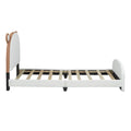 Twin Size Upholstered Platform Bed With Bear Shaped Headboard And Footboard,White Brown White Pu