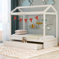 House Bed With Trundle, Can Be Decorated,White Old Sku:Sm000103Aak White Pine