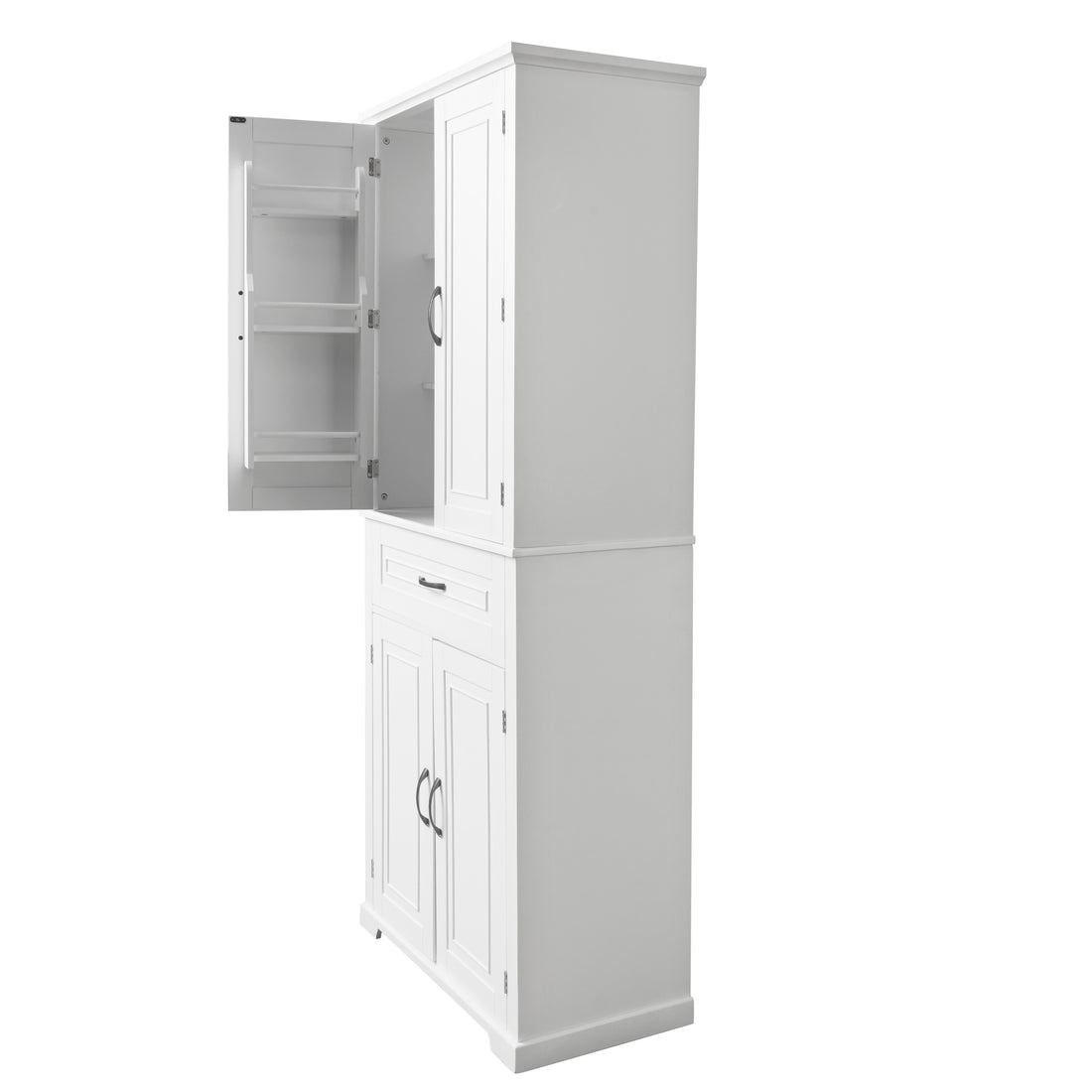 Bathroom Storage Cabinet With Doors And Drawer, Multiple Storage Space, Adjustable Shelf, White White Mdf