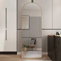 The 3Rd Generation Aluminum Alloy Metal Frame Arched Floor Mounted Wall Mirror, Upgraded In Quality, Bathroom Makeup Mirror, Bedroom Entrance, Clothing Store, Gold 65 