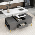 Modern Lift Top Coffee Table Multi Functional Table With Drawers In Gray & White White Gray Mdf Steel