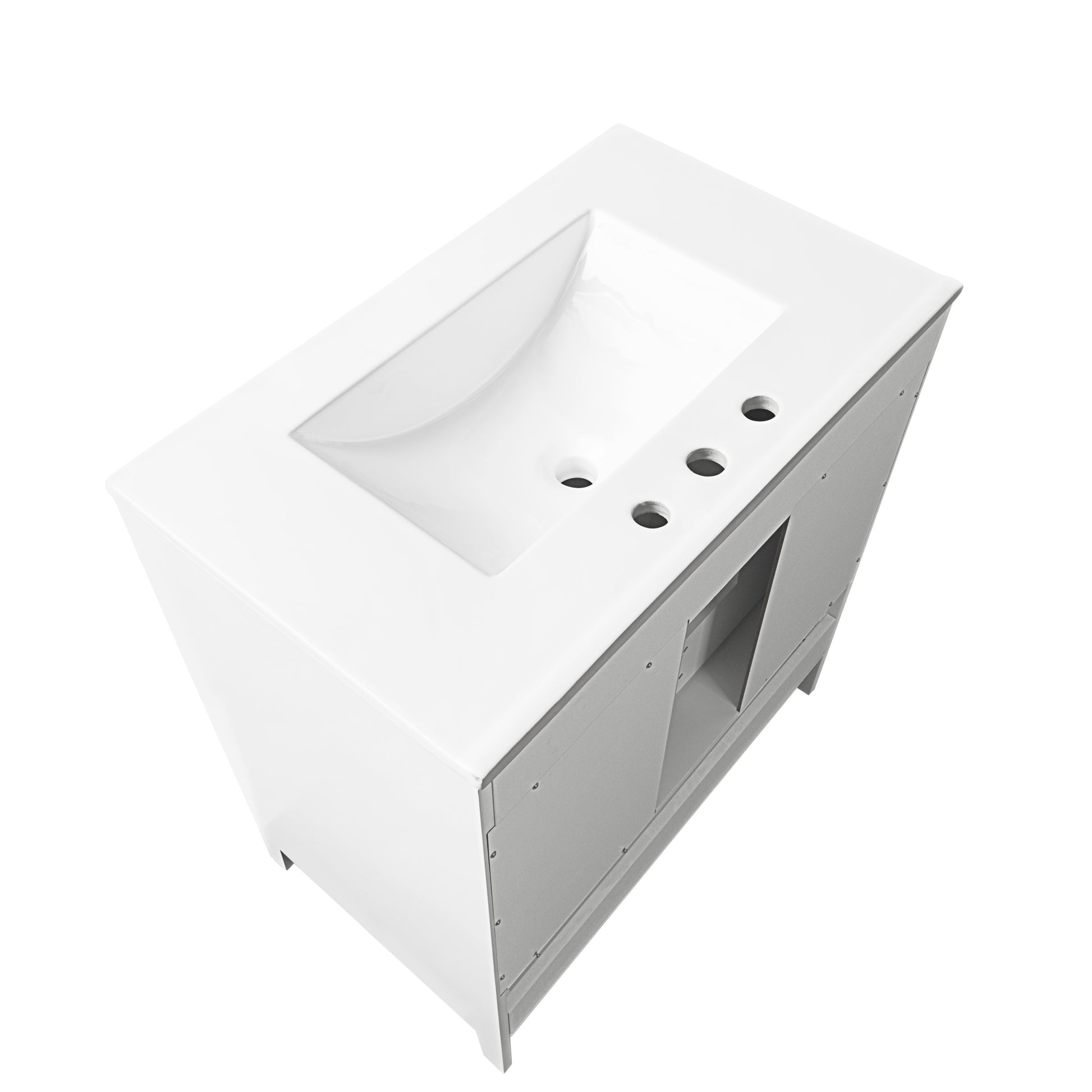 30" Bathroom Vanity With Sink, Multi Functional Bathroom Cabinet With Doors And Drawers, Solid Frame And Mdf Board, White White Solid Wood Mdf