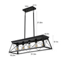 Same As W1340P206629 L001001 L800 P5B 5 Light Farmhouse Chandeliers For Dining Room, Metal Rustic Pendant Island Light Fixture, Modern Rectangular Island Lights No Bulbs Black Ceiling Lights Farmhouse Living Room Iron