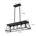 Same As W1340111200 L1006 5 Light Farmhouse Chandeliers For Dining Room, Metal Rustic Pendant Island Light Fixture, Modern Rectangular Island Lights For Kitchen, Living Room Pure Black No Bulbs Black Ceiling Lights Farmhouse Living Room Iron