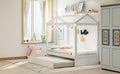 House Bed With Trundle, Can Be Decorated,White Old Sku:Sm000103Aak White Pine