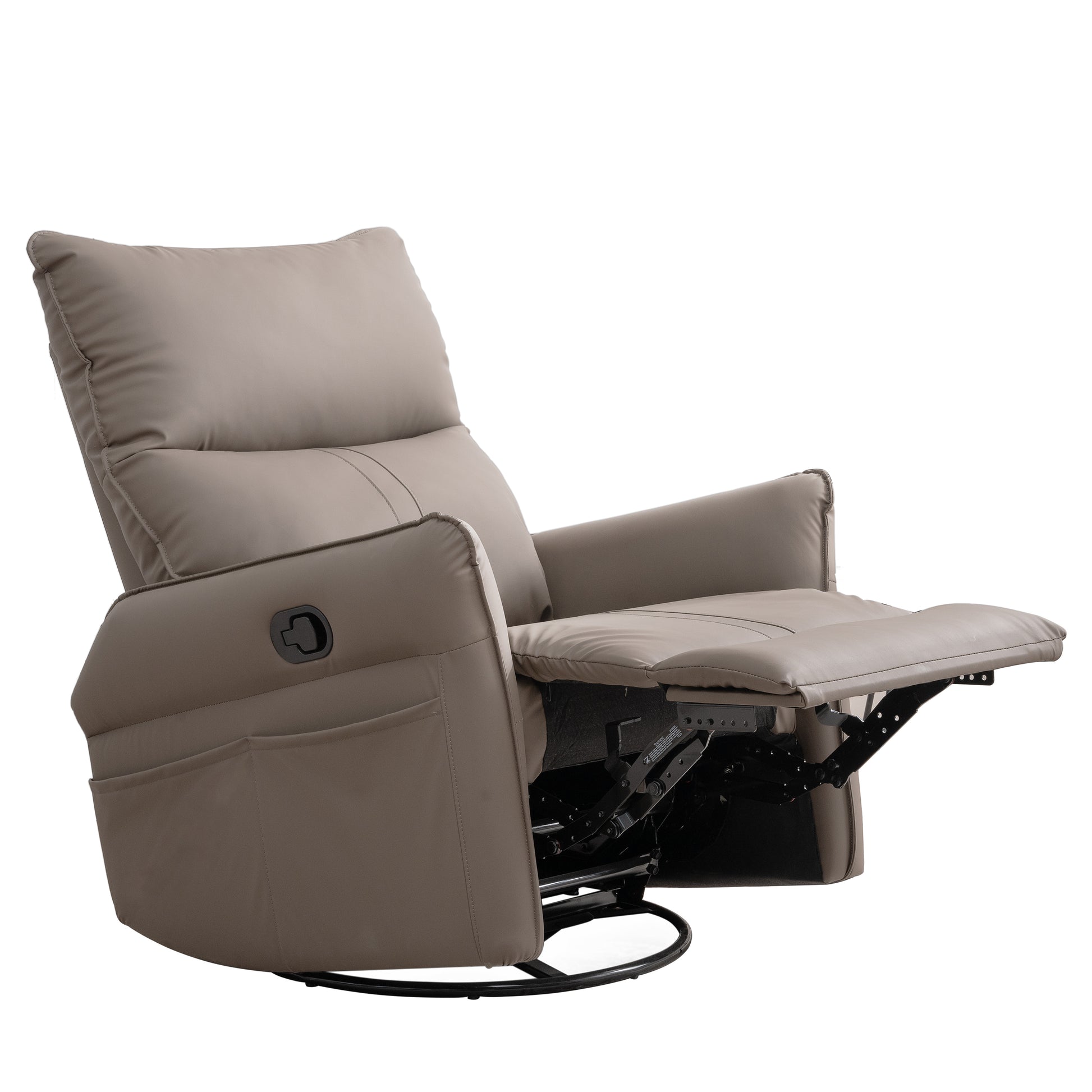 Rocking Recliner Chair,360 Degree Swivel Nursery Rocking Chair,Glider Chair,Modern Small Rocking Swivel Recliner Chair For Bedroom,Living Room Chair Home Theater Seat,Side Pocket Brown Solid Brown