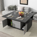 Modern Gray Multi Functional Rectangle Lift Top Coffee Table Extendable With Storage Dark Gray Mdf
