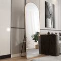 The 3Rd Generation Aluminum Alloy Metal Frame Arched Floor Mounted Wall Mirror, Upgraded In Quality, Bathroom Makeup Mirror, Bedroom Entrance, Clothing Store, Gold 65 