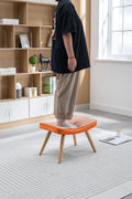Wooden Step Ottoman,Wooden Step Stool For Adults,Square Cushion Foot Stool,Small Stool With Non Slip Pad,Wood Stool Suitable For Bedroom, Living Room And Kitchen Orange Orange Foam Cotton Linen