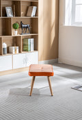 Wooden Step Ottoman,Wooden Step Stool For Adults,Square Cushion Foot Stool,Small Stool With Non Slip Pad,Wood Stool Suitable For Bedroom, Living Room And Kitchen Orange Orange Foam Cotton Linen
