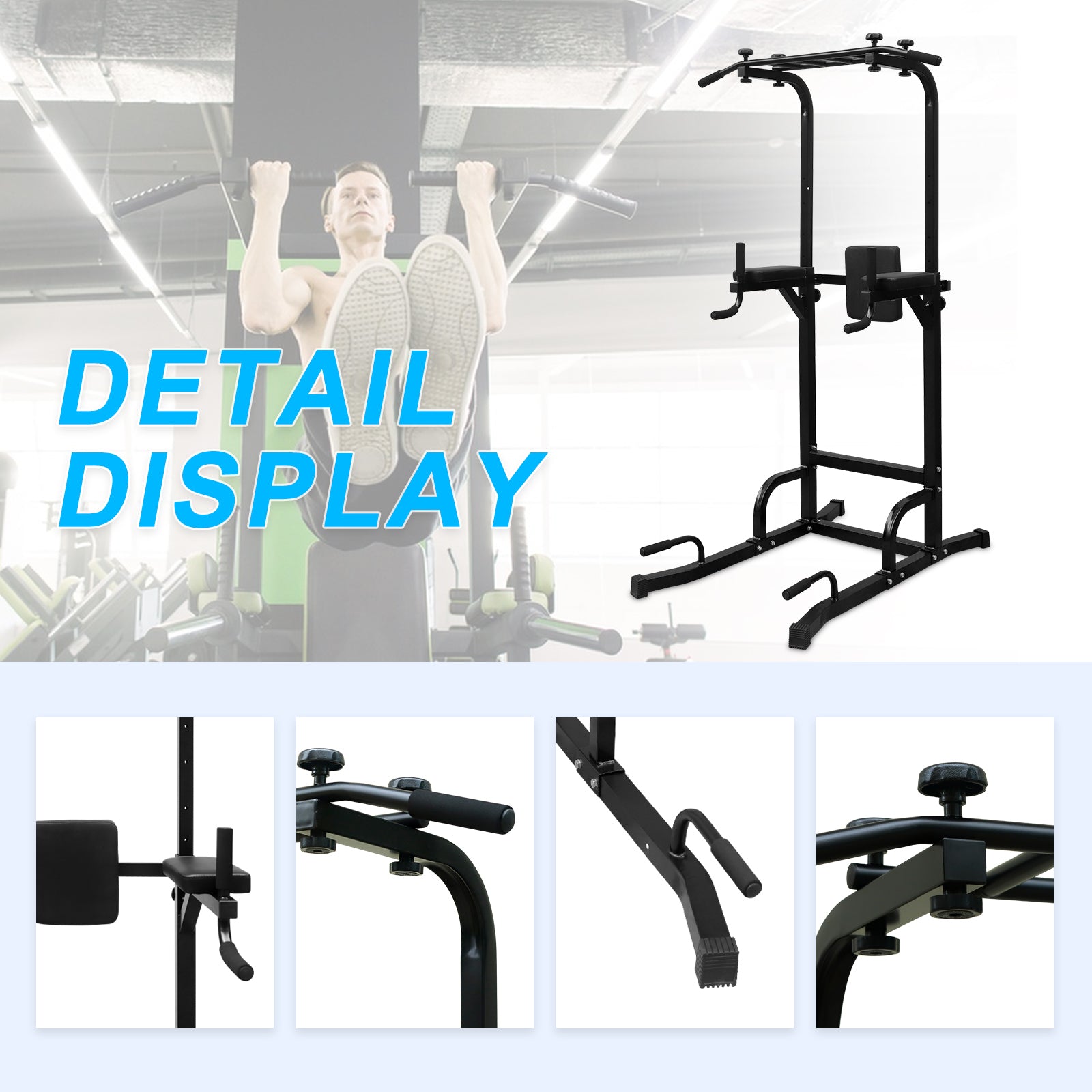 Power Tower Dip Station, support de barre de traction réglable en Power Tower Dip Station, support de barre de traction réglable en