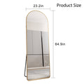 The 3Rd Generation Aluminum Alloy Metal Frame Arched Floor Mounted Wall Mirror, Upgraded In Quality, Bathroom Makeup Mirror, Bedroom Entrance, Clothing Store, Gold 65 