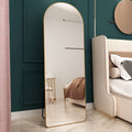 The 3Rd Generation Aluminum Alloy Metal Frame Arched Floor Mounted Wall Mirror, Upgraded In Quality, Bathroom Makeup Mirror, Bedroom Entrance, Clothing Store, Gold 65 