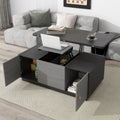 Modern Gray Multi Functional Rectangle Lift Top Coffee Table Extendable With Storage Dark Gray Mdf
