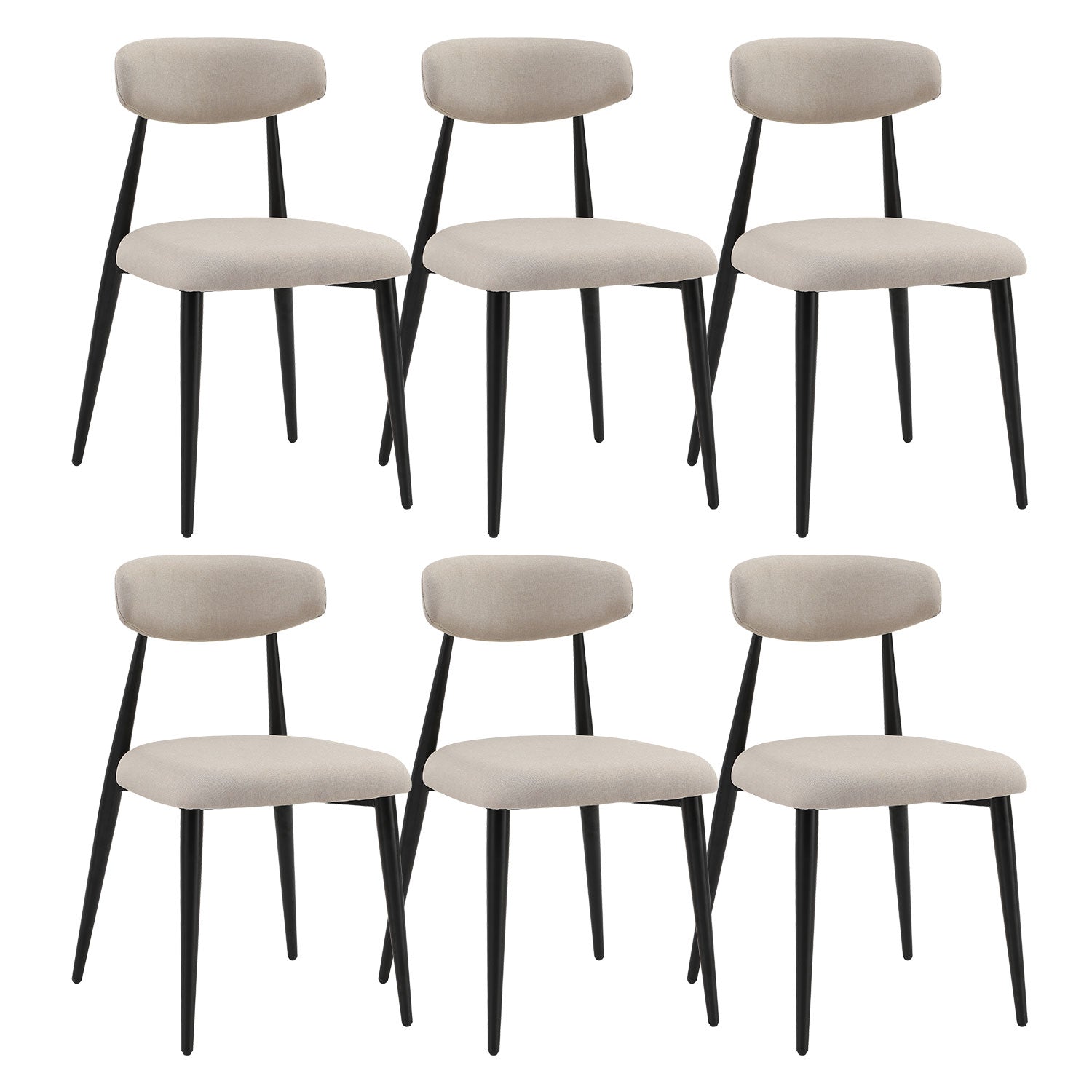 Set Of 6 Dining Chairsupholstered Chairs With Metal Legs For Kitchen Dining Room,Light Grey Light Grey Foam Metal